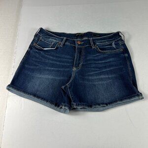 Dear John Shorts Women's 32* Ava Mid Rise Roll Up Cuffed Blue Denim Jorts Tag 30
